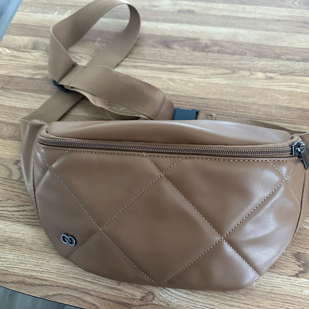 Brown quilted belt bag
